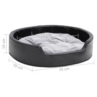 Produktbild för Hundbädd svart och grå 79x70x19 cm plysch och konstläder