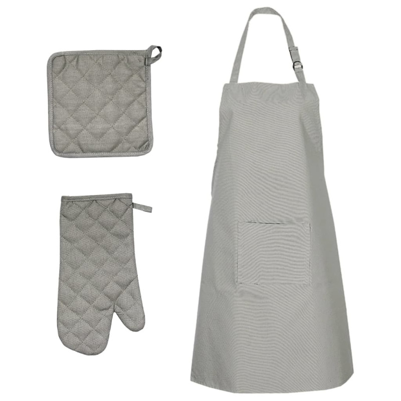 Produktbild för Handduksset 15 st med ugnsvantar & grytlappar grå bomull