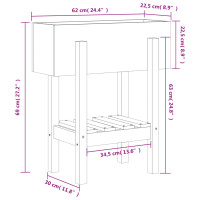 Produktbild för Odlingslåda 62x30x69 cm grå massiv furu