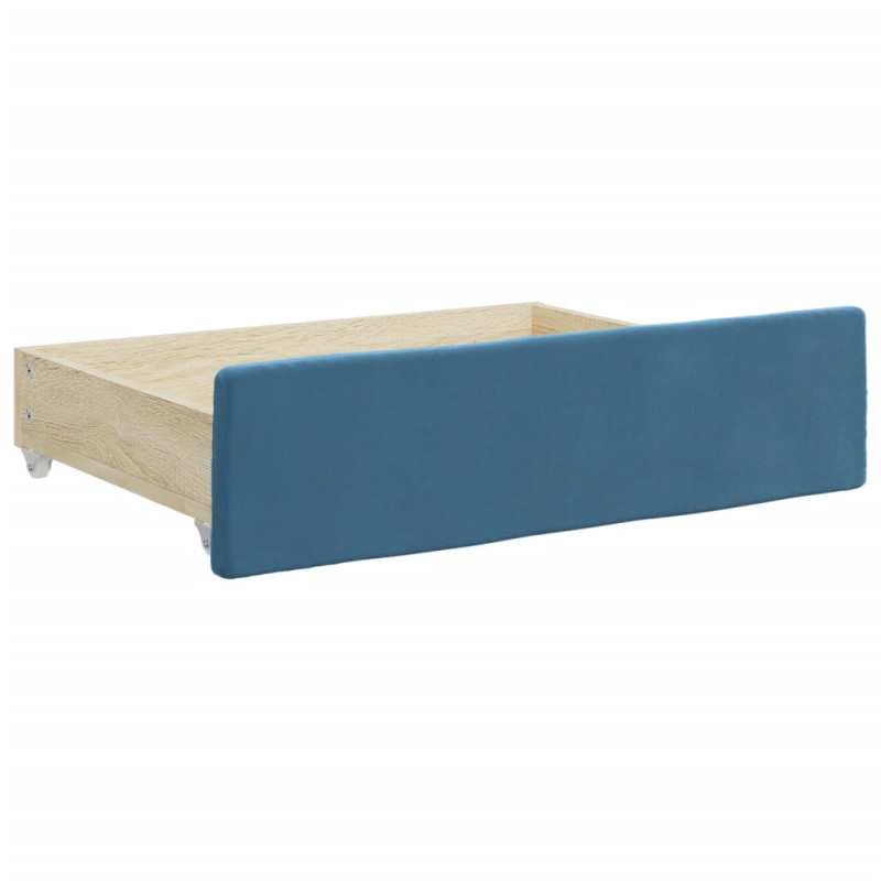 Produktbild för Sänglådor 2 st blå konstruerat trä och sammet