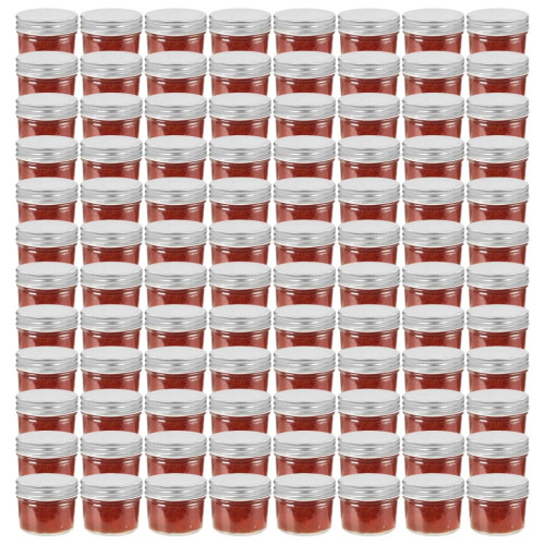 vidaXL Syltburkar i glas med silvriga lock 96 st 110 ml - Matförvaring