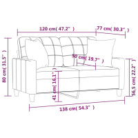 Produktbild för 2-sits soffa med prydnadskuddar grå 120 cm konstläder