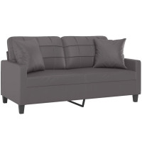 Miniatyr av produktbild för 2-sits soffa med prydnadskuddar grå 140 cm konstläder