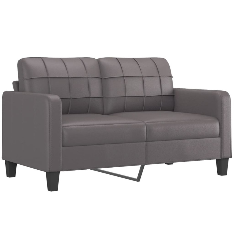Produktbild för 2-sits soffa med prydnadskuddar grå 140 cm konstläder