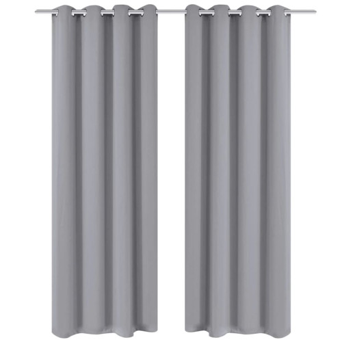 vidaXL Mörkläggningsgardiner 2 st med öljetter 135x175 cm grå - Gardiner & Persienner