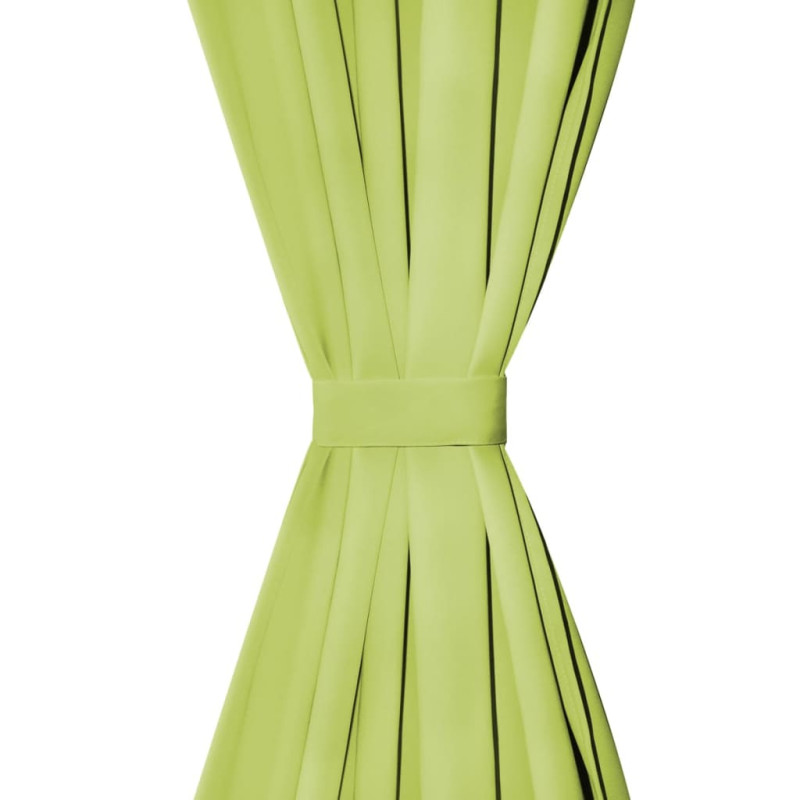 Produktbild för Gardiner i microsatin 2 st med öglor 140x225 cm grön