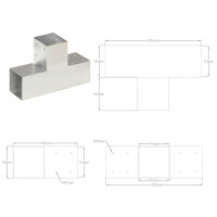 Produktbild för Stolpbeslag T-form galvaniserad metall 91x91 mm