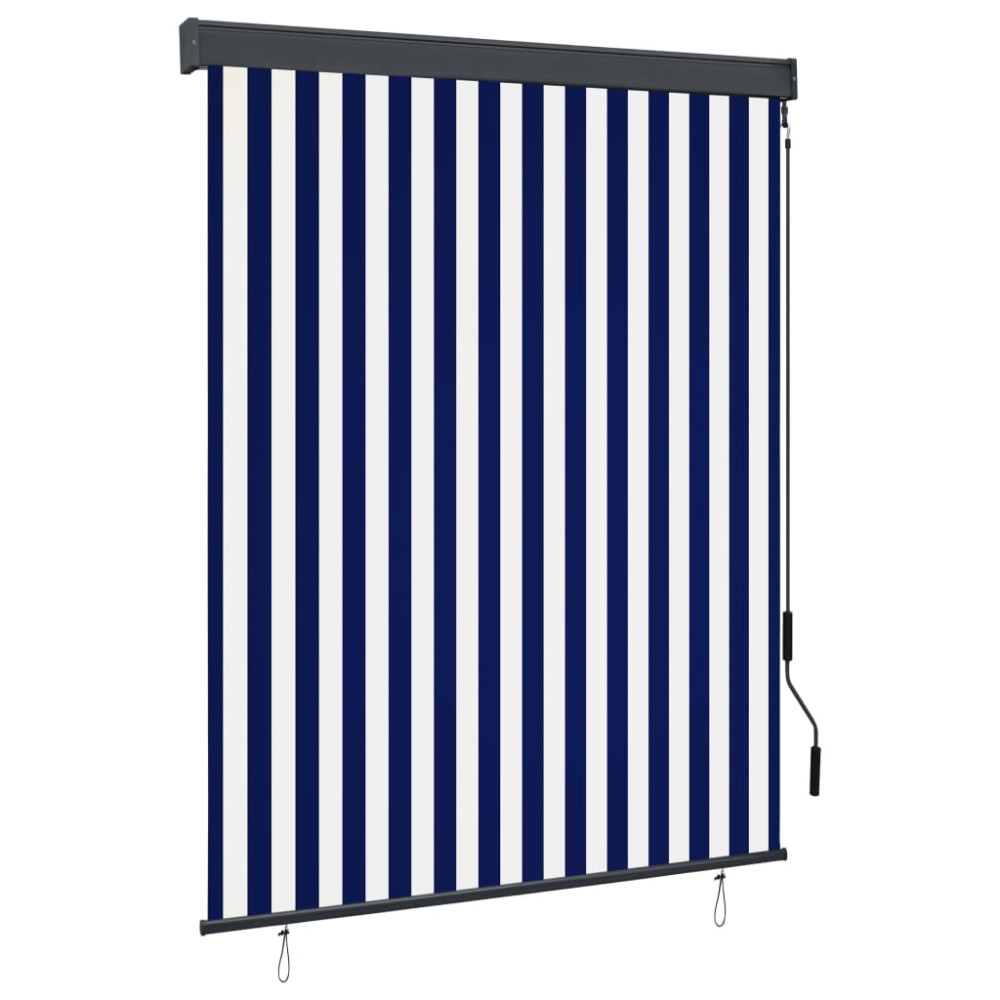 Produktbild för Rullgardin utomhus 140x250 cm blå och vit