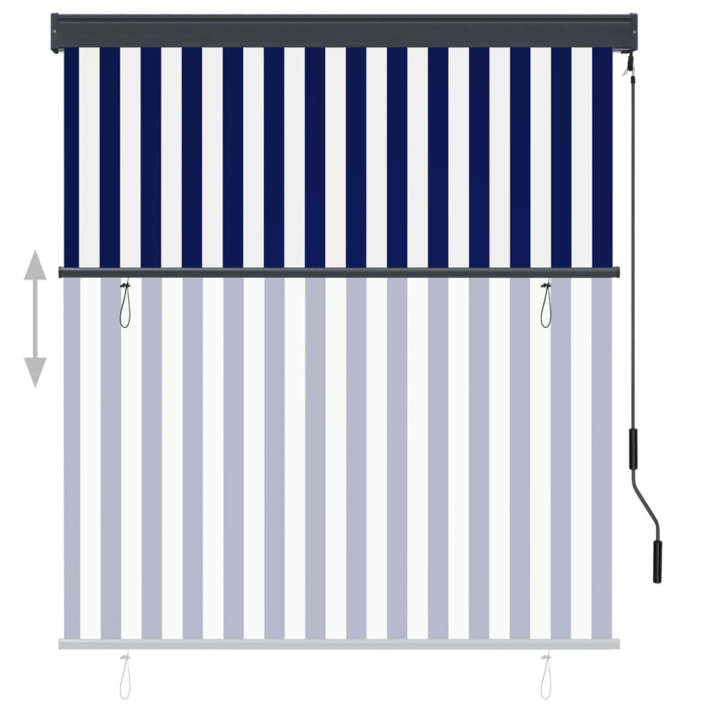 Produktbild för Rullgardin utomhus 140x250 cm blå och vit
