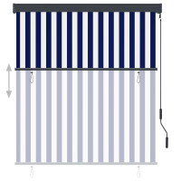 Produktbild för Rullgardin utomhus 140x250 cm blå och vit