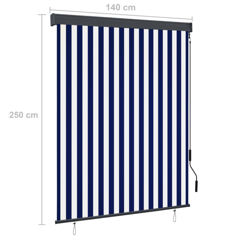 Produktbild för Rullgardin utomhus 140x250 cm blå och vit