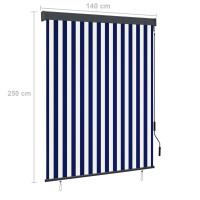 Produktbild för Rullgardin utomhus 140x250 cm blå och vit