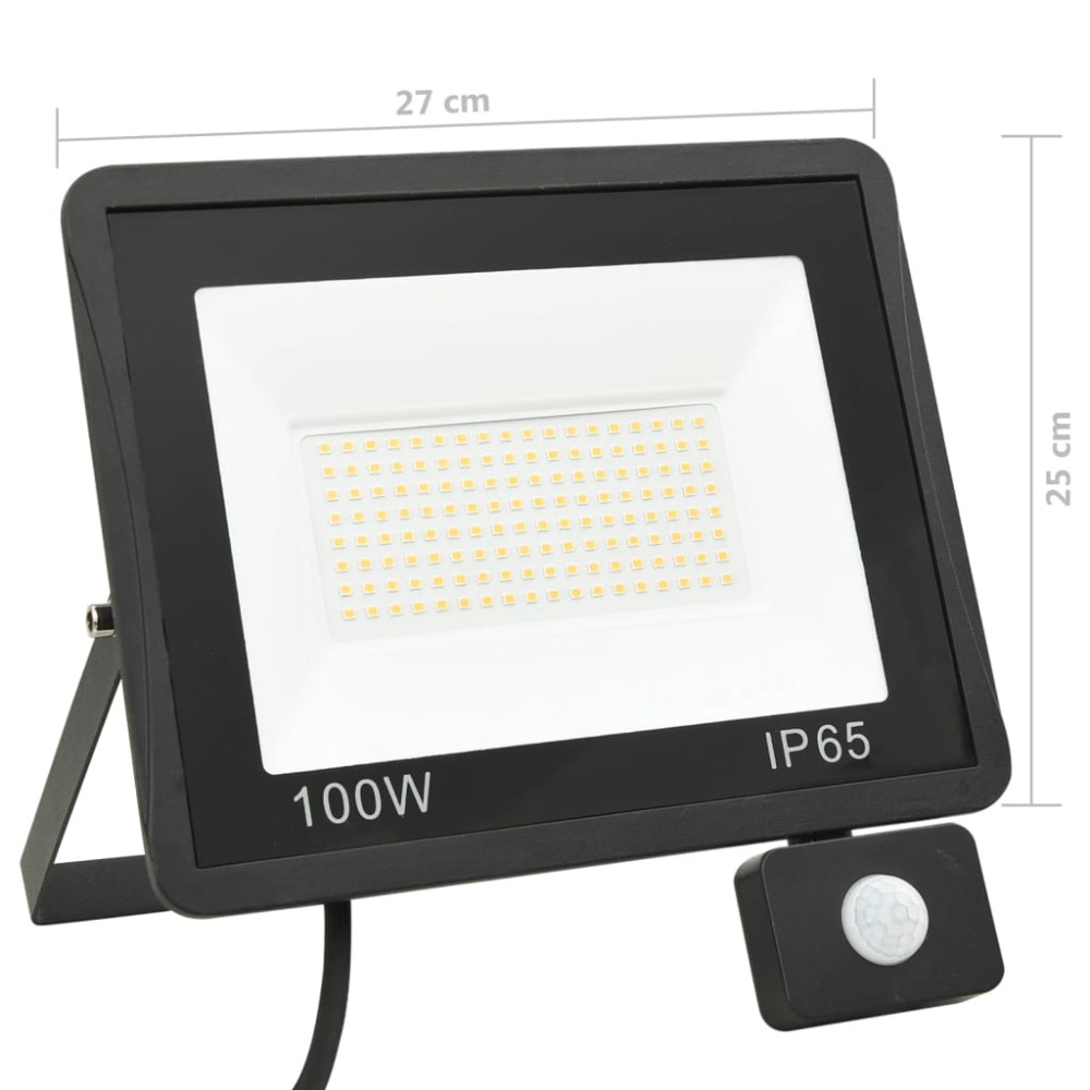 Produktbild för Strålkastare med sensor 100 W LED kallvit