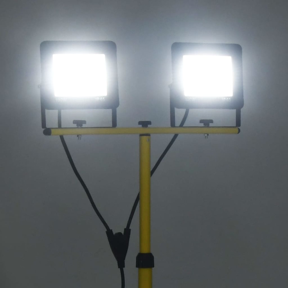 Produktbild för Strålkastare med stativ 2x100 W LED kallvit