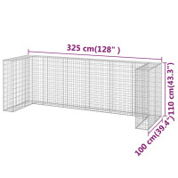 Produktbild för Gabionmur för soptunnor galvaniserat stål 325x100x110 cm