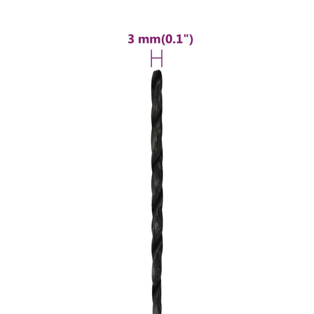 Produktbild för Rep svart 3 mm 25 m polypropen