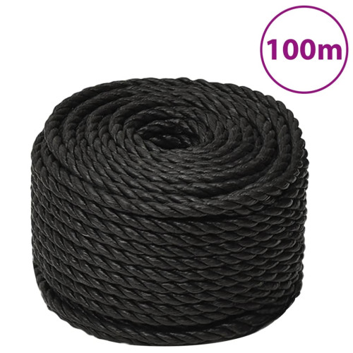 vidaXL Rep svart 16 mm 100 m polypropen