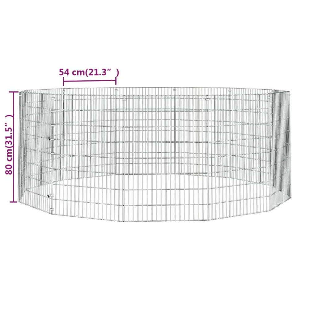Produktbild för Husdjursbur 12-panel 54x80 cm galvaniserat järn
