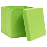 Miniatyr av produktbild för Förvaringslådor med lock 10 st grön 32x32x32 cm tyg