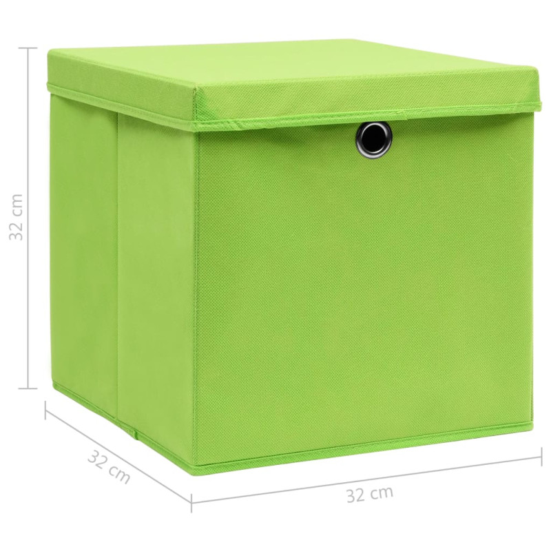 Produktbild för Förvaringslådor med lock 10 st grön 32x32x32 cm tyg