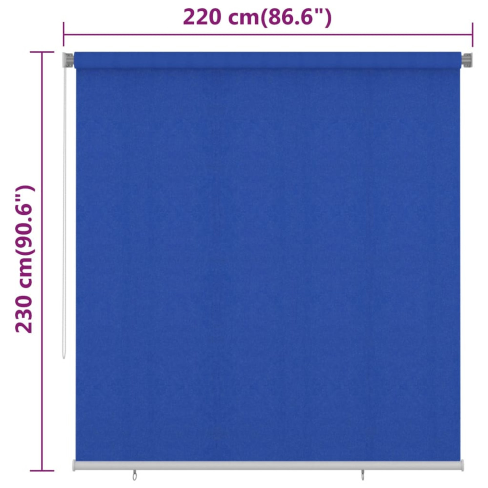 Produktbild för Rullgardin utomhus 225 (B) x 230 (H) cm blå HDPE
