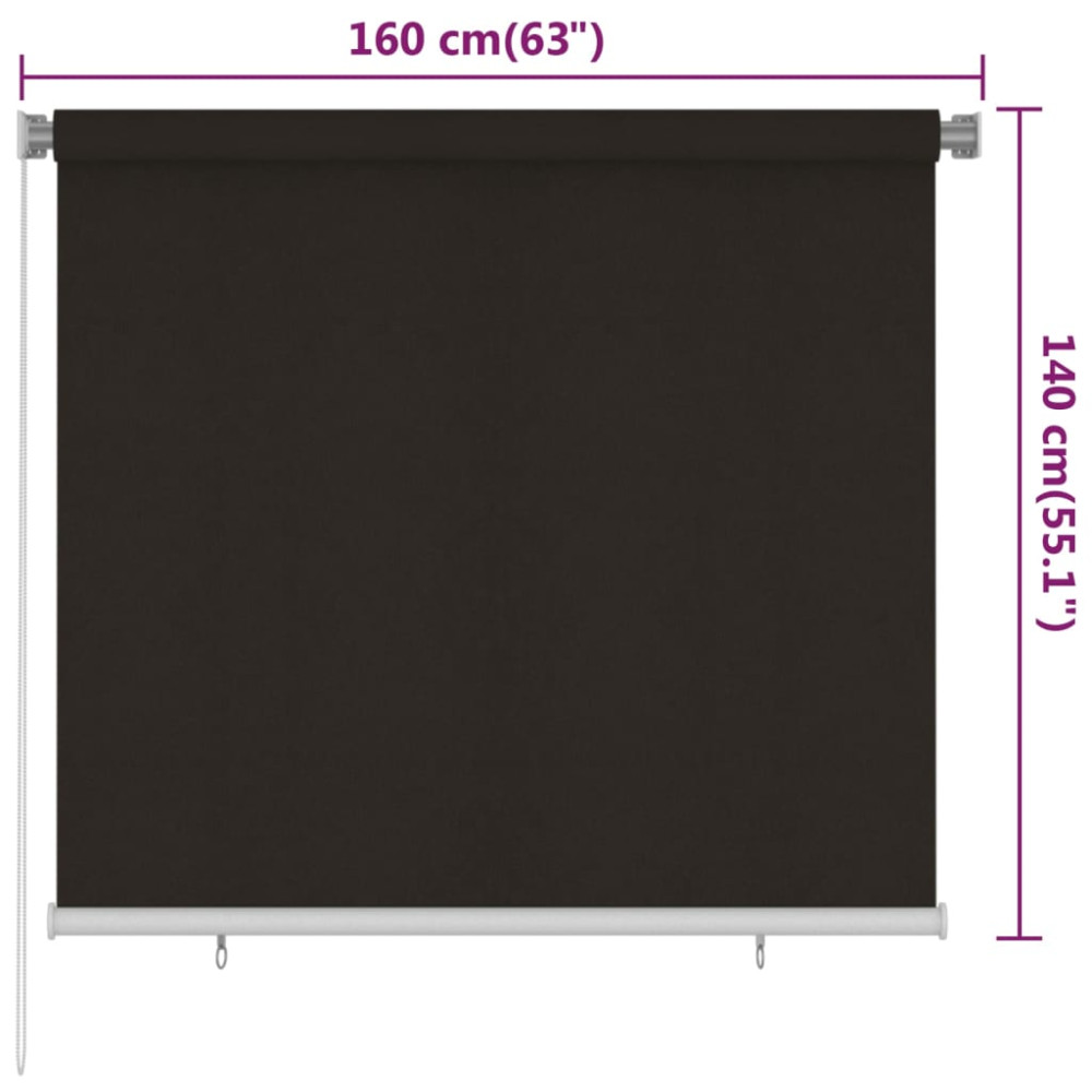 Produktbild för Rullgardin utomhus 165 (B) x 140 (H) cm brun HDPE