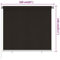 Produktbild för Rullgardin utomhus 165 (B) x 140 (H) cm brun HDPE