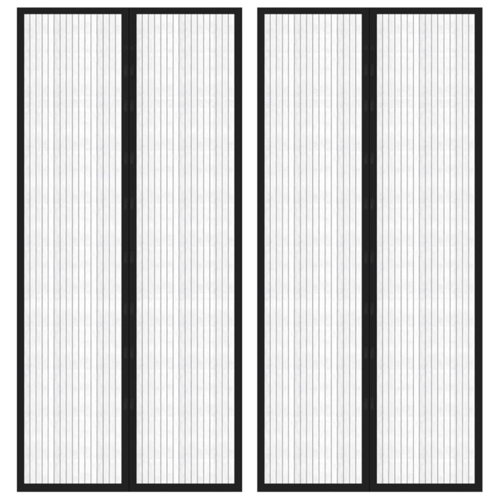 Produktbild för Insektsdraperier 2 st med magneter svart 210x90 cm