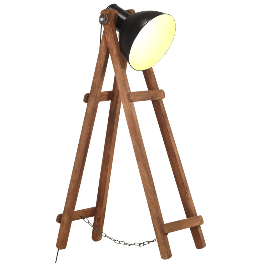 Produktbild för Golvlampa svart E27 massivt mangoträ