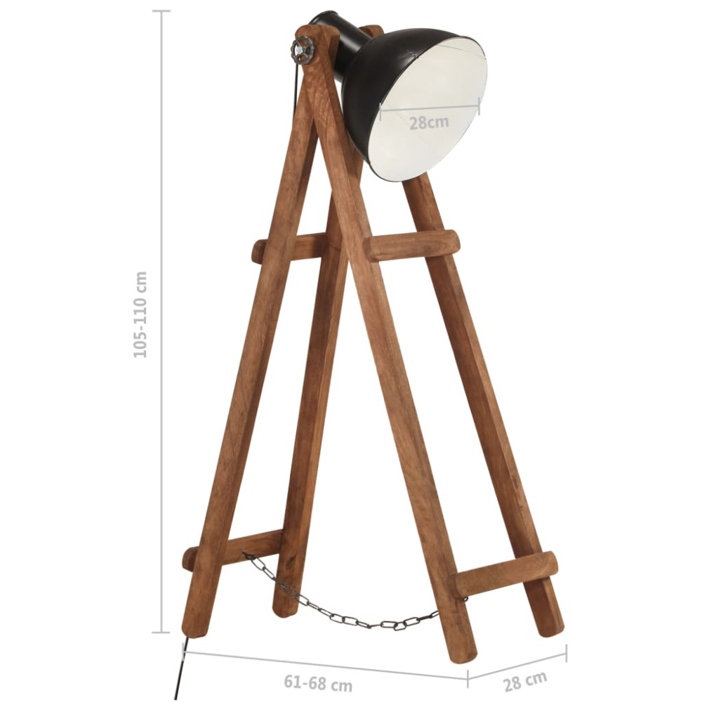 Produktbild för Golvlampa svart E27 massivt mangoträ