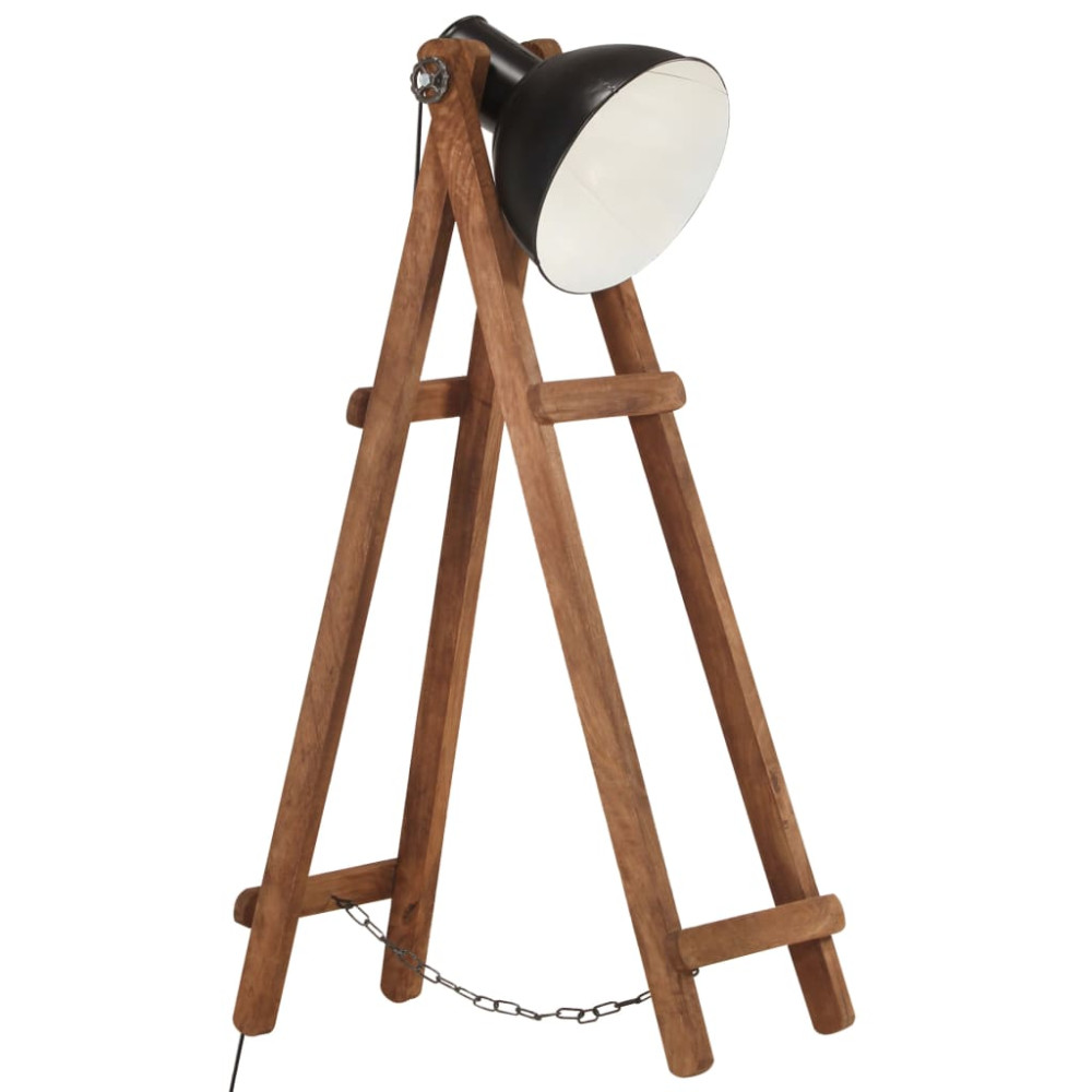 Produktbild för Golvlampa svart E27 massivt mangoträ