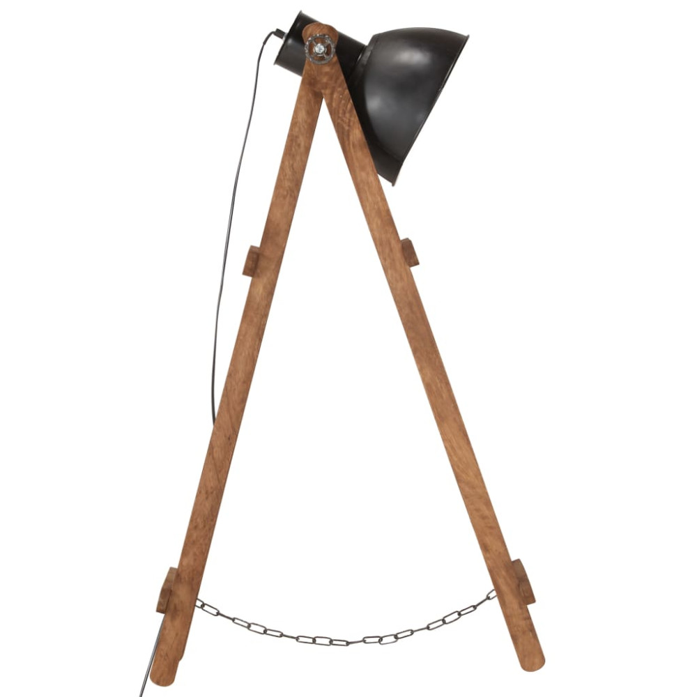 Produktbild för Golvlampa svart E27 massivt mangoträ