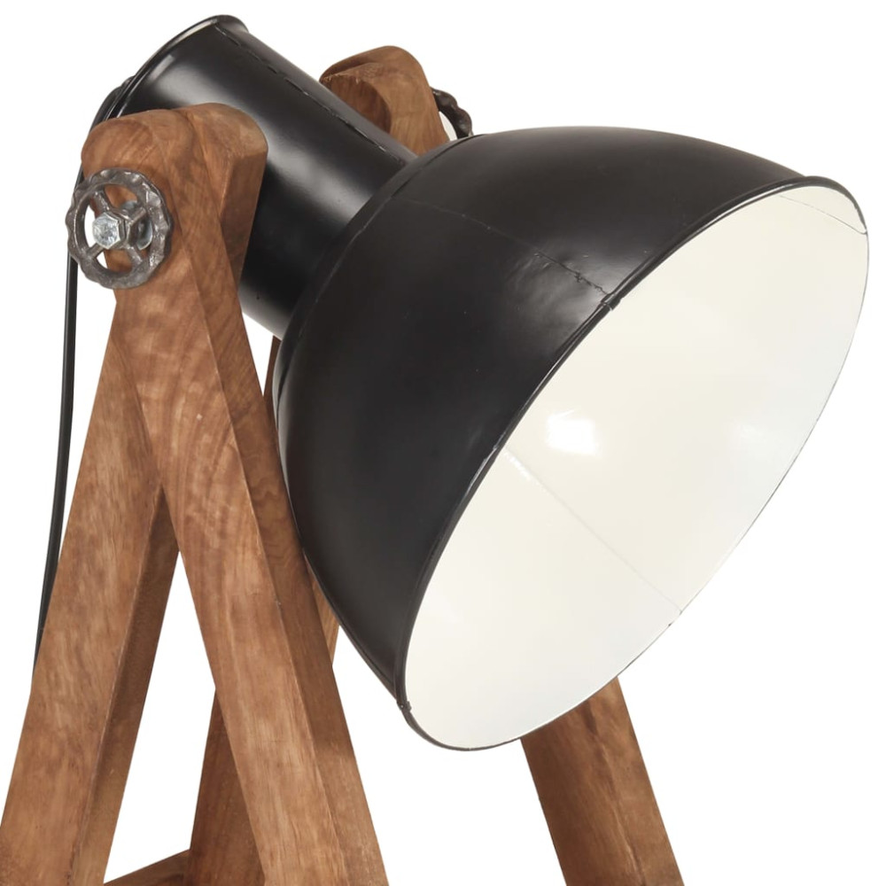 Produktbild för Golvlampa svart E27 massivt mangoträ