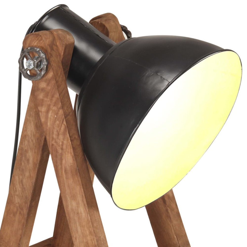 Produktbild för Golvlampa svart E27 massivt mangoträ