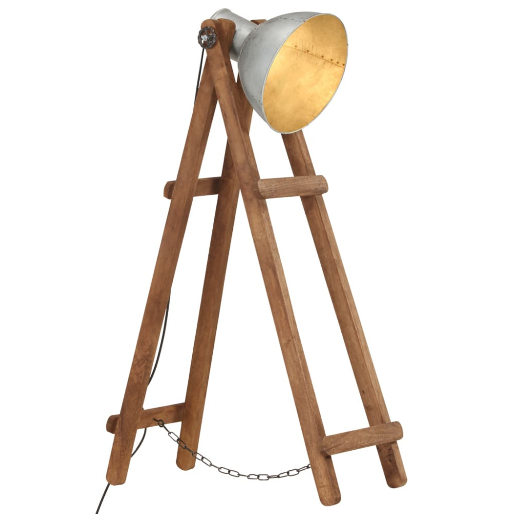 Produktbild för Golvlampa silver E27 massivt mangoträ