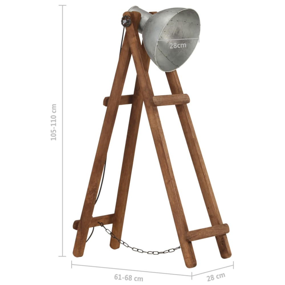 Produktbild för Golvlampa silver E27 massivt mangoträ
