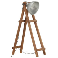 Produktbild för Golvlampa silver E27 massivt mangoträ