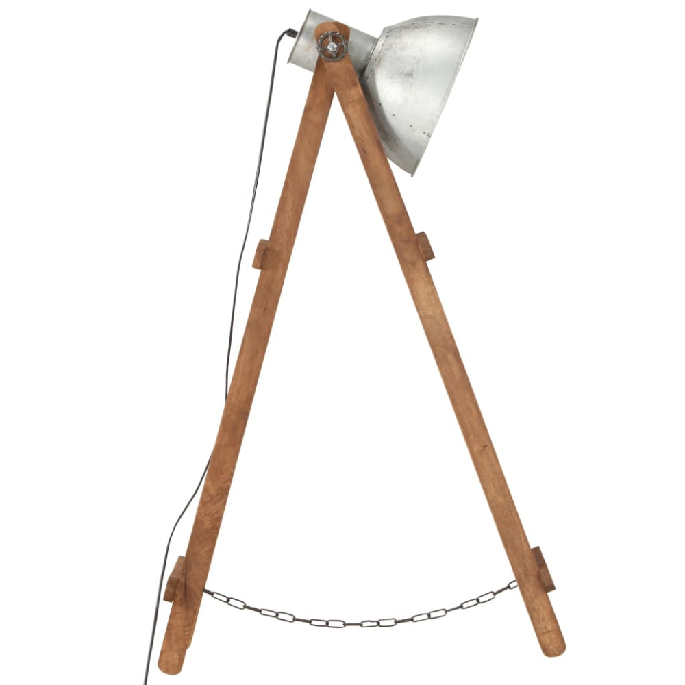 Produktbild för Golvlampa silver E27 massivt mangoträ