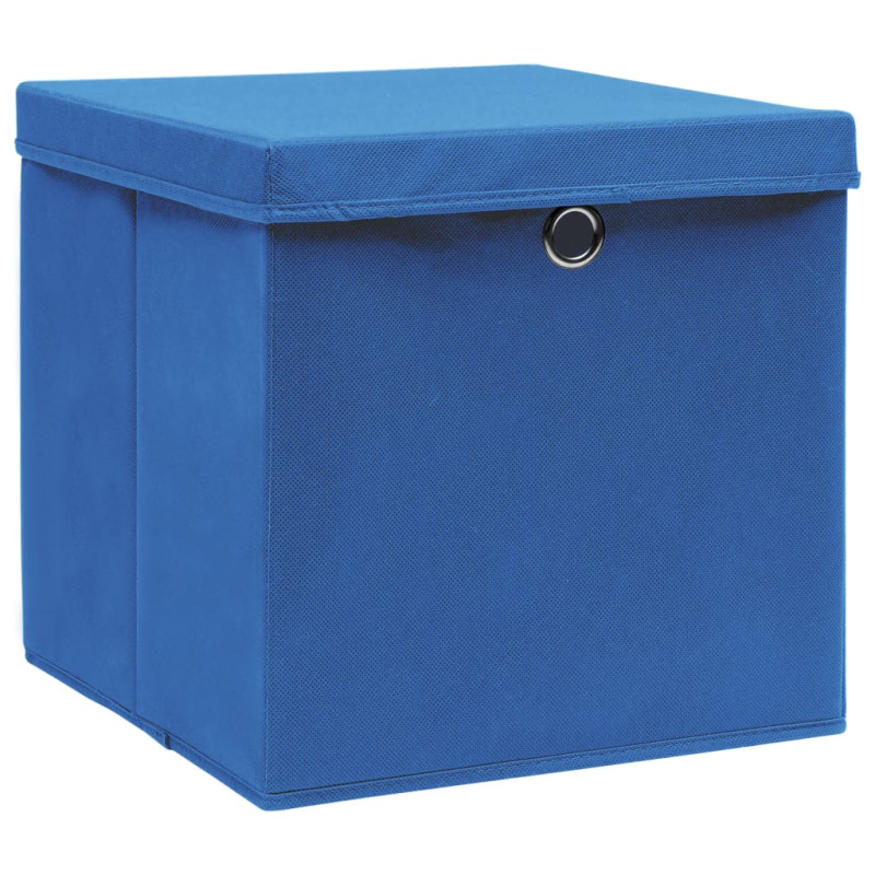 Produktbild för Förvaringslådor med lock 10 st 28x28x28 cm blå