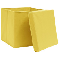 Miniatyr av produktbild för Förvaringslådor med lock 10 st 28x28x28 cm gul