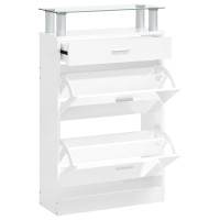 Produktbild för Skoskåp vit högglans 63x24x104 cm konstruerat trä