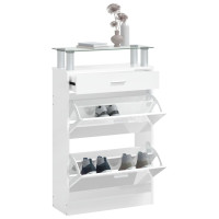 Produktbild för Skoskåp vit högglans 63x24x104 cm konstruerat trä