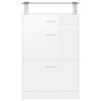 Produktbild för Skoskåp vit högglans 63x24x104 cm konstruerat trä