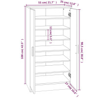 Produktbild för Skoställ rökfärgad ek 55x35x108 cm konstruerat trä