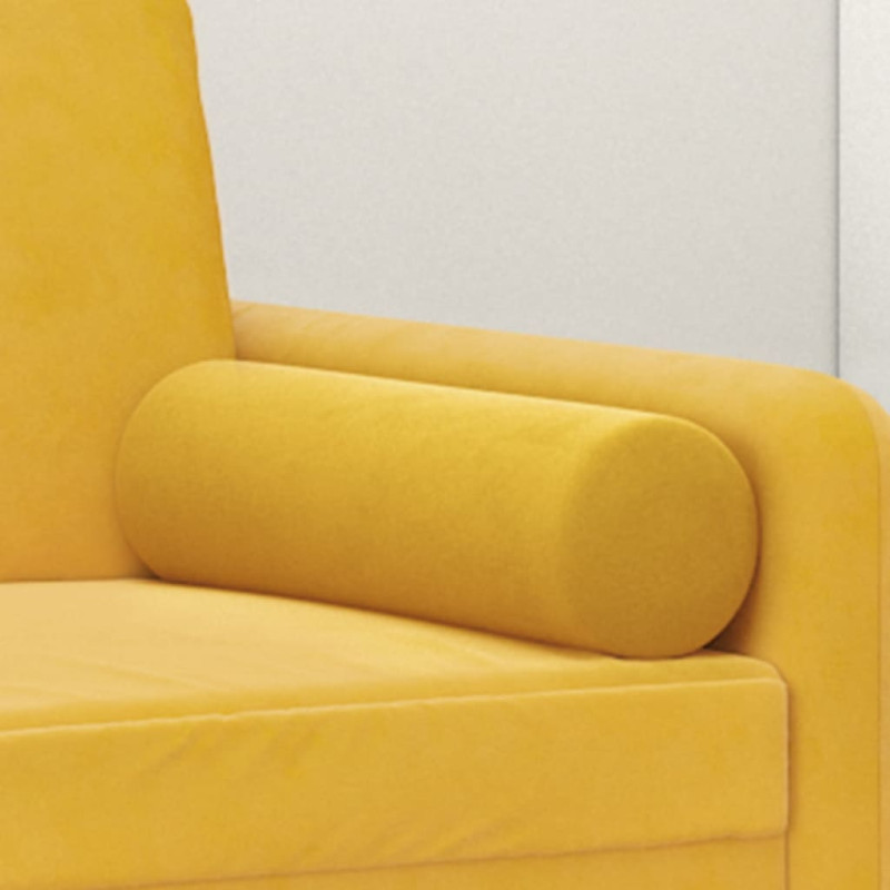 Produktbild för Prydnadskuddar 2 st gul Ø15x50 cm sammet