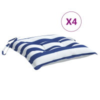 Produktbild för Stolsdynor 4 st blå&vit randig 40x40x7 cm tyg