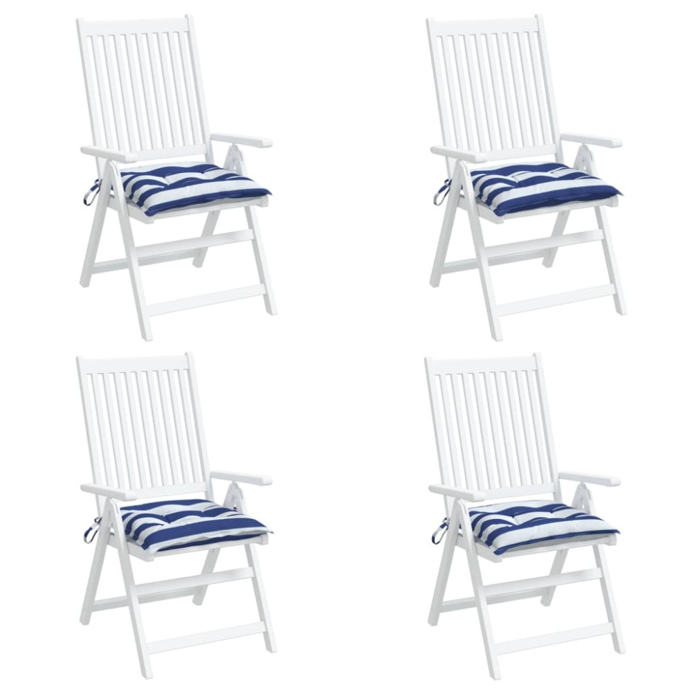 Produktbild för Stolsdynor 4 st blå&vit randig 40x40x7 cm tyg