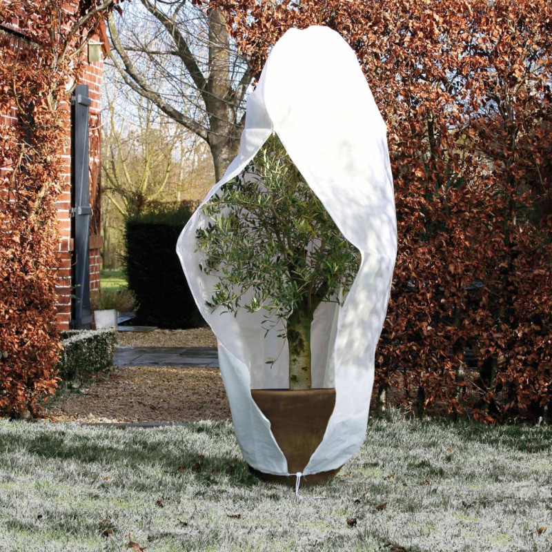 Produktbild för Nature Täckduk fleece med blixtlås 70 g/m² vit 2,5x2,5x3 m