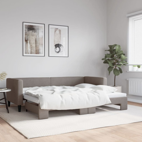 vidaXL Dagbädd utdragbar taupe 80x200 cm tyg - Sängar & Sängramar