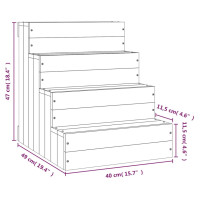 Produktbild för Husdjurstrappa Vit 40x49x47 cm massiv furu